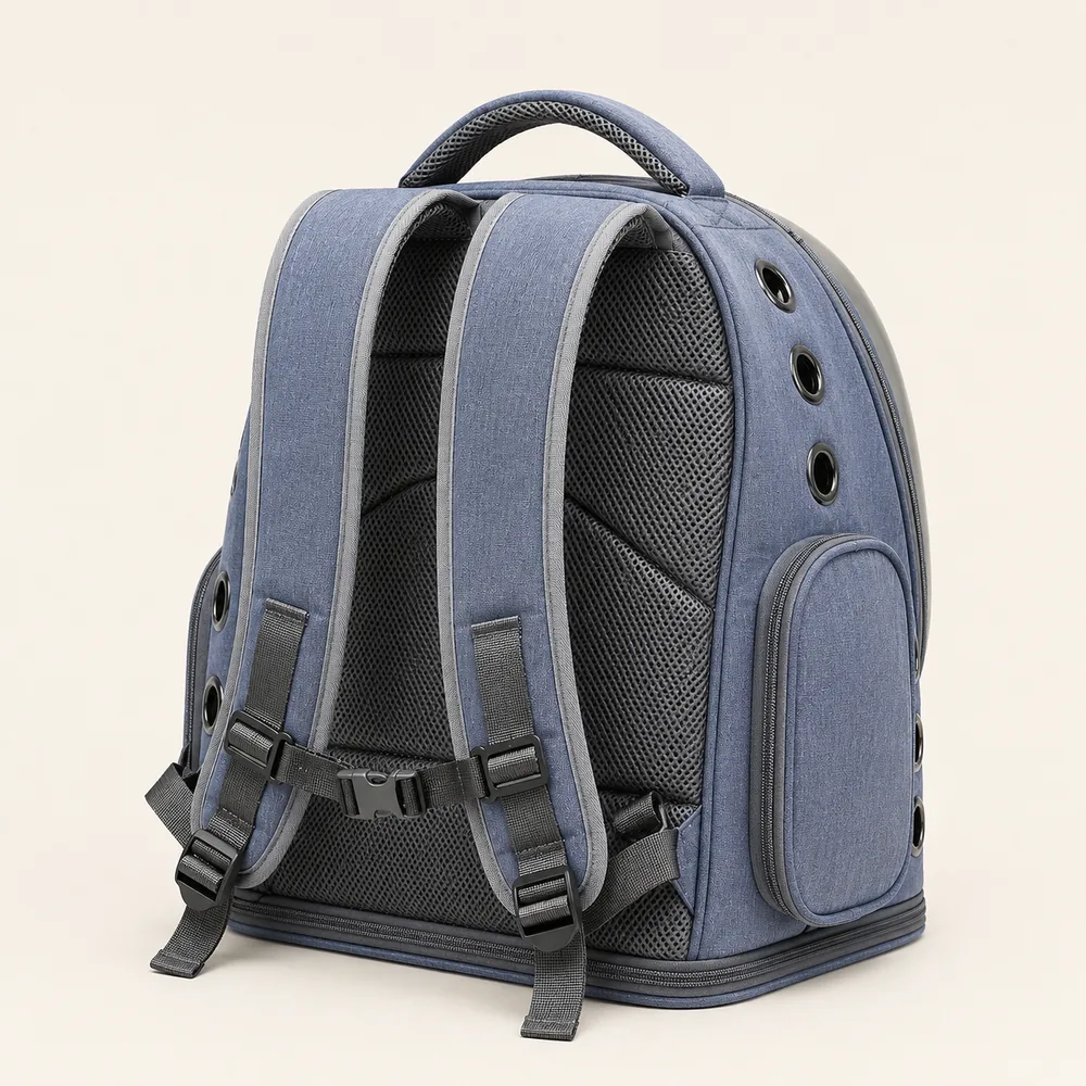 The padded shoulder straps and back panel seen from behind