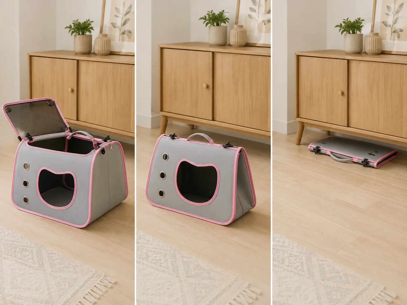 The carrier folded flat, showing how little space it takes
